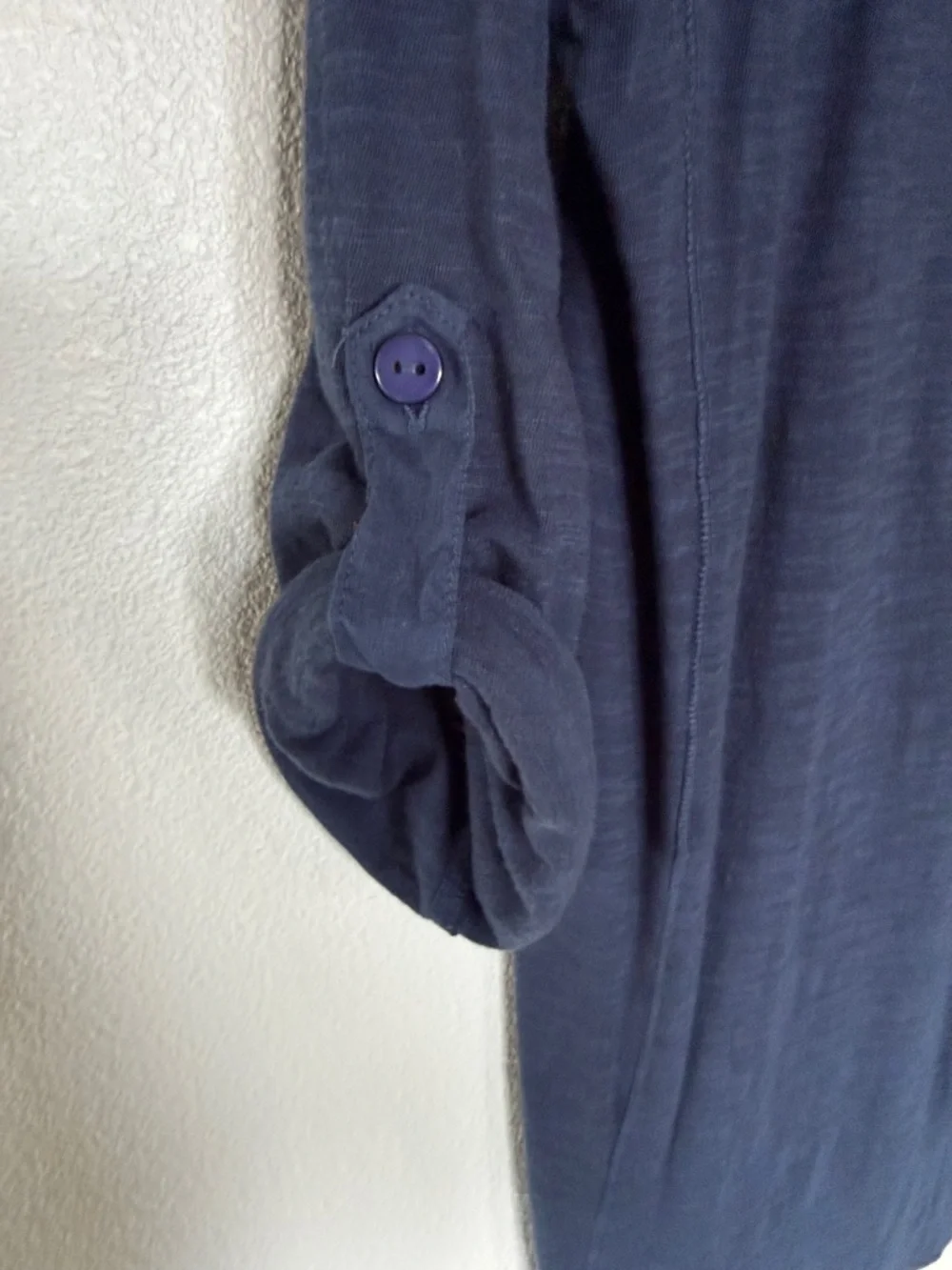 Navy Embroidered Button-Front Women's Top